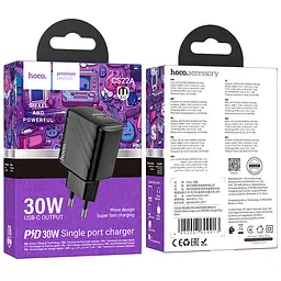 Сетевое зарядное устройство HOCO CS22A Value single port PD30W charger черный - миниатюра 2