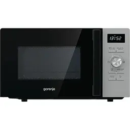 Мікрохвильова піч Gorenje 20 л, електр. керув., 800Вт, гриль, дисплей, 11 програм, нерж