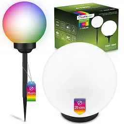 Садова декоративна RGB куля Lumiled Atris 25 см на сонячній батареї