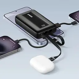 Повербанк Anker 20000 mAh 45W з 2 вбудованими кабелями USB-C швидка зарядка PD та LED дисплей для ноутбука - мініатюра 9