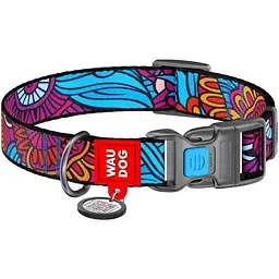 Нашийник для собак Waudog Nylon Літо, з QR паспортом, пластиковий фастекс, 23-3х1, 5 см