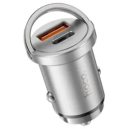 Автомобільний комплект - адаптер і кабель HOCO NZ10 45 W usb-c - lightning сріблястий - мініатюра 9