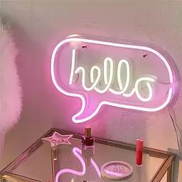 Нічник неоновий Hello на батарейках рожевий (141417) - мініатюра 3