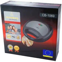 Сендвічниця Crownberg CB-1069 антипригарна 750 Вт чорна (CB-1069_496) - мініатюра 4