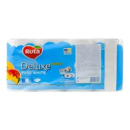Папір туалетний Ruta Pure White Deluxe 8 рул 3 ш білий манго - мініатюра 2