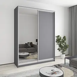 Шафа-купе дводверна MebelStar Уні AL ДСП/Дзеркало 180x45x240 см Антрацит (MBS-3964)