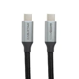 Кабель PowerPlant USB3.1, USB-C - USB-C, 20Gbps, 100 W, 20V/ 5A, 4K/60HZ, 1 м