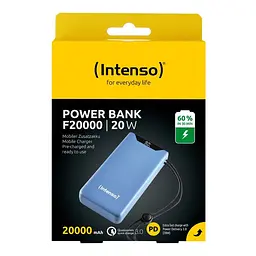 Портативний зарядний пристрій USB 20000MAH QC3.0 BLUE F20000 7332055 INTENSO - мініатюра 4