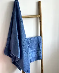 Набір турецьких бамбукових махрових рушників Zeron 50х90+70х140 Bamboo Agaс Desen синій 3 - мініатюра 4