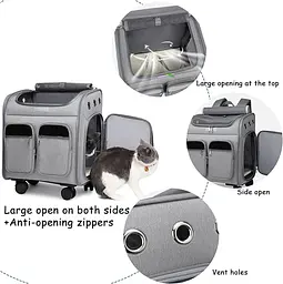 Візок-рюкзак для переноски собак і котів Voyager Pet LVGB2010 з телескопічною ручкою і 4-ма колесами, Чорний - мініатюра 6