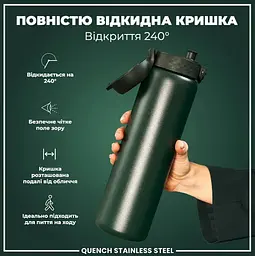 Пляшка для води металева ION8 1200 мл Stainless Steel Dark Green (I8SS1000DGRE) - мініатюра 4