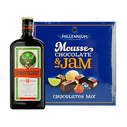Набір: Лікер Jagermeister 35% 0.5 л + Цукерки шоколадні Millennium Mousse асорті 180 г