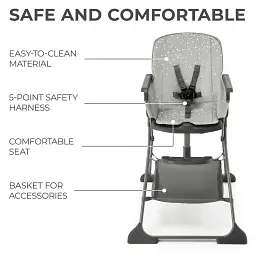 Стільчик для годування Kinderkraft Foldee Spotty Grey (KHFOLD00GRY000N) - мініатюра 7