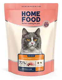 Корм для вибагливих котів Home Food з куркою та лівером 0,4кг