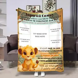 Плед 3D зі своїм фото для сина Левенятко на 5 фото 32366 160х200 см