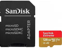 Карта пам'яті microSDXC, 128Gb, Extreme, Сlass10 UHS-I A2 U3 V30, SD адаптер SanDisk teh0033797 - мініатюра 2