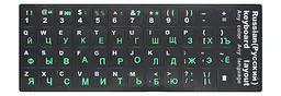 Наклейки на клавіатуру KeyBoard англійсько-російські зелені літери Black