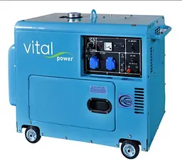 Дизельний Генератор Vital Power VP7500M (7 - 7.5 кВт) + Електростартер + Закритий Корпус + Колеса