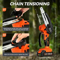 Мініланцюгова пила Olmlmo Cordless 6 дюймів, електрична ланцюгова пила з акумулятором 2,0 - мініатюра 3