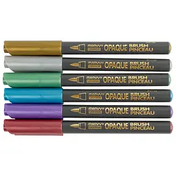 Набір маркерів на водній основі Opaque Brush металіки 6 кольорів Marvy - мініатюра 2