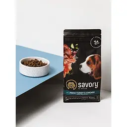 Сухий корм Savory Puppy для цуценят усіх порід, зі свіжою індичкою і куркою, 3 кг - мініатюра 6