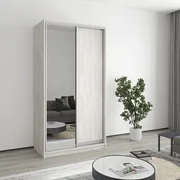 Шафа-купе дводверна MebelStar Стандарт AL ДСП/Дзеркало 110x45x210 см Аляска сірий (MBS-2397)