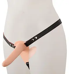 Подвійний страпон Vibrating Double Strap-On 15.7 см тілесний - мініатюра 8