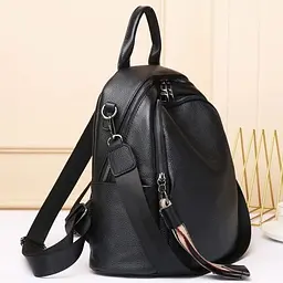 Шкіряний жіночий рюкзак міський чорний Olivia Leather 6711 - мініатюра 7