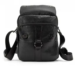 Чоловіча шкіряна сумка месенджер Tiding Bag Чорна - мініатюра 4