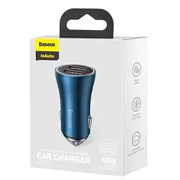 Автомобільний зарядний пристрій Baseus Golden Contactor Pro Dual Quick Charger 2USB 40W CCJD-A03 Blue - мініатюра 4