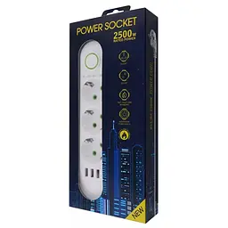 Мережевий фільтр F03U (3 х розетки 3 х USB) - мініатюра 4