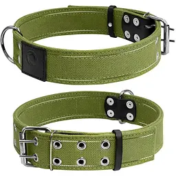 Нашийник для собак Collar, бавовняний, подвійний, 56-71x4,5 см, зелений - мініатюра 3