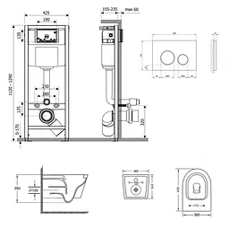 Набір Qtap Nest 4 в 1 підвісний унітаз Jay Ultra Quiet 485x360x320 + комплект інсталяції QT07335177W45136 - мініатюра 3