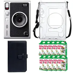 Подарочный набор камера Fujifilm Instax Mini EVO, Фотобумага 100 шт, Прозрачный чехол, Фотоальбом 108 фото