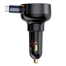 АЗП Baseus Enjoyment Pro 60W (1USB-C) + висувний кабель Type-C (C00057802111-01) Cluster Black - мініатюра 2