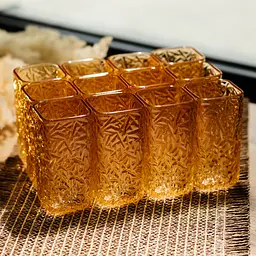 Набір склянок для напоїв Yiwu Matrix Glass 12 штук по 245 мл коричневий для лимонадів соку води коктейлів склянки скляні HP-17-48 - мініатюра 2