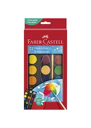 Фарби акварельні 21 кол. FABER CASTELL D30 мм з пензликом (125027)