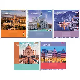 Зошити учнівські 48 аркушів клітинка 1В New city voyage, 10 шт. в упаковці