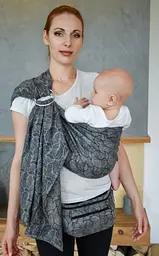 Жакардовий слінг з кільцями для малюків 0 - 36 місяців Coolbabka Leaf Сірий - мініатюра 3