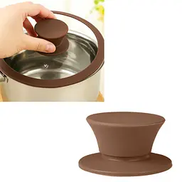 Ручка для кришки каструлі сковороди кругла силіконова, Kitchen Master Коричневий 87223 - мініатюра 2