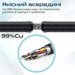 Кабель мультимедійний HDMI M to HDMI M V2.0 5.0m 90° corner Promate (prolink4k1-500.black) - мініатюра 3