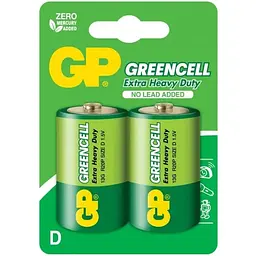 Батарейки GP зелений CELL 1.5V сольові, 13G - U2, R20, D 2 шт.