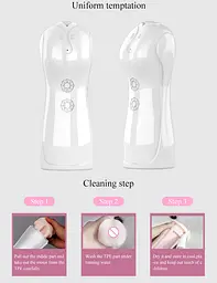 Мастурбатор Vibrating and Flashing Masturbation Cup USB 7+7 Function / Talk Mode (White) Boss Series 63-00038 98358 - мініатюра 7