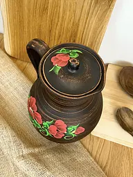 Глек керамічний (глиняний) різьблений з ручкою Мак 2.5 л - мініатюра 2