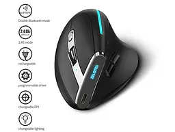 Комп'ютерна миша Zelotes F-36 вертикальна бездротова з акумулятором 2,4G+Bluetooth Black - мініатюра 7
