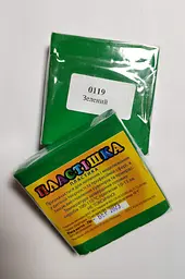 Полімерна глина Пластішка (Plastishka) основні кольори, 75 г., Зелений, (0119-75)