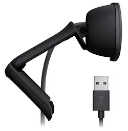 Веб-камера Logitech Brio 100 Graphite 1920x1080 / 30 fps фіксований фокус мікрофон кут огляду 58° RightLight 2 USB 1 м (960-001585) пошкоджено упаковку - мініатюра 4
