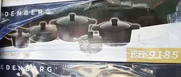 Набір каструль казанів із сотейником та сковорідкою Edenberg EB-9185 з кришками 10 предметів Чорний - мініатюра 4