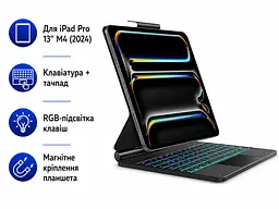 Чохол-клавіатура OMOTON для планшета iPad Pro 13" M4 2024 з під'єднанням через Bluetooth та тачпадом чорний (SKU-149) - мініатюра 2