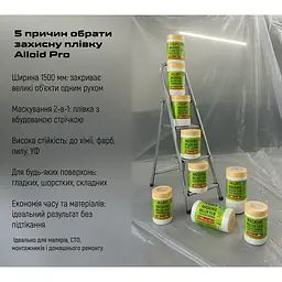 Плівка захисна Alloid з малярною стрічкою 1500 мм x 15 м (PF-0715150) - мініатюра 5